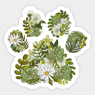 Cute Dog Paw Print Floral Print Sticker